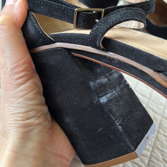 Free people Remi suede black leather platform Mary jane chunky block heels 40 - Picture 13 of 16